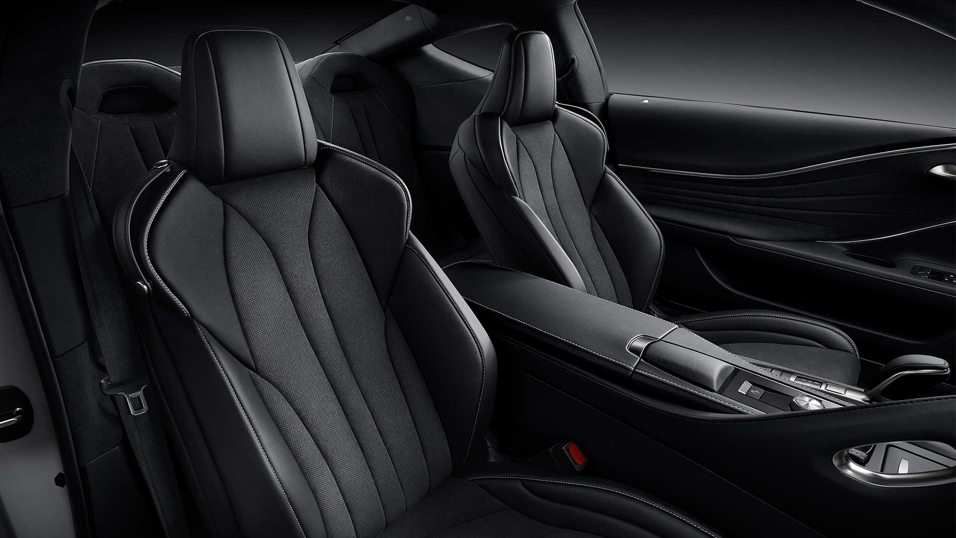 Image showing the front seats in a Lexus LC 500 coupe.
